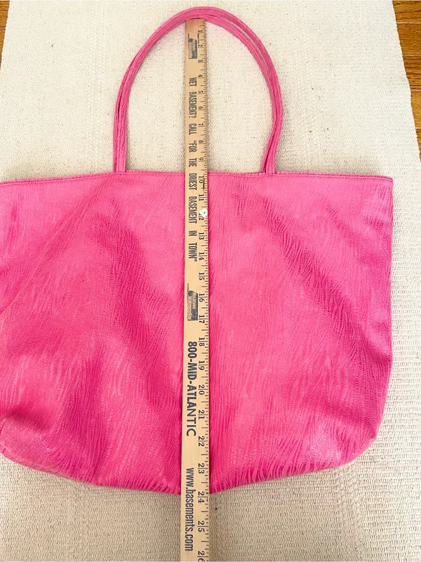 Carlos Falci Fatto a Mano Pink Zebra Print Embossed Tote Bag - Image 9