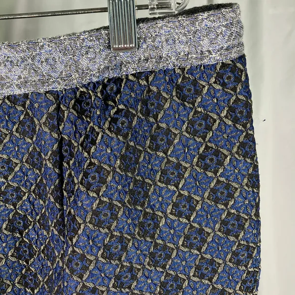 Free People Harley Pant Womens Large Jacquard Blue‎ Gold Geometric Drawstring - Image 2