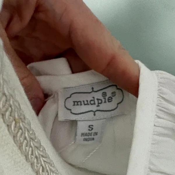 NWT Mud‎ Pie White Peplum Blouse Bow Back Size Small - Image 4