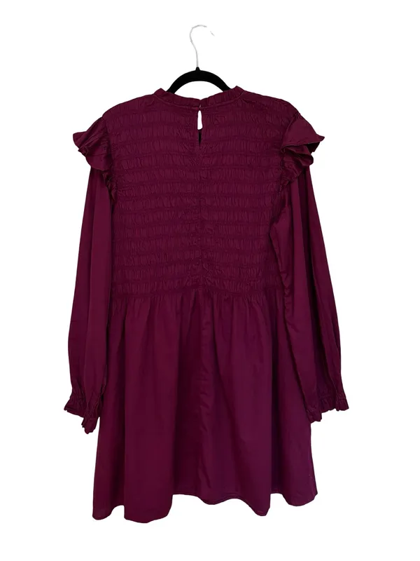 NEW GAP Smocked Ruffle Sleeve Mini Dress in Huckleberry - Size XL - Image 4