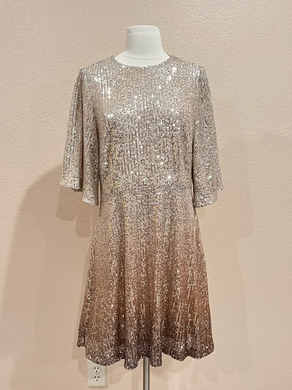 Old Navy Silver to Bronze Warm Ombre Sequin Mini Dress Size Large - Image 9