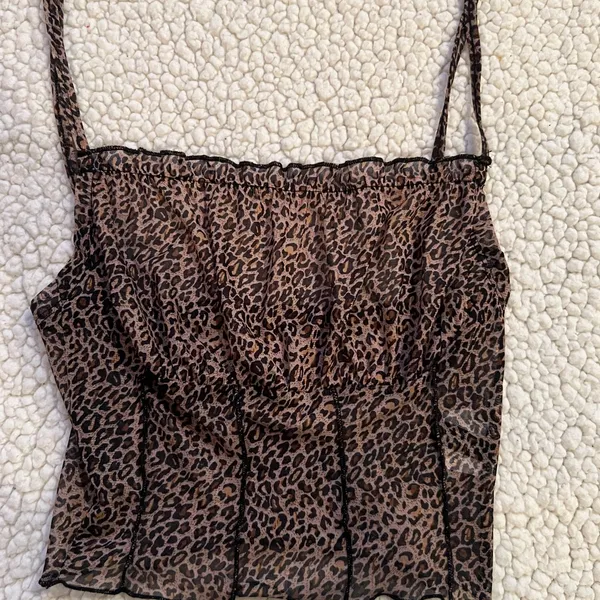 SHEIN FRILL trim crinkle leopard cami top - Image 3