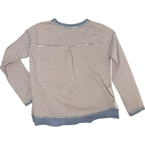 Mia & Tess Collegiate Crewneck Striped long sleeve knit sweatshirt jersey Large - Image 5