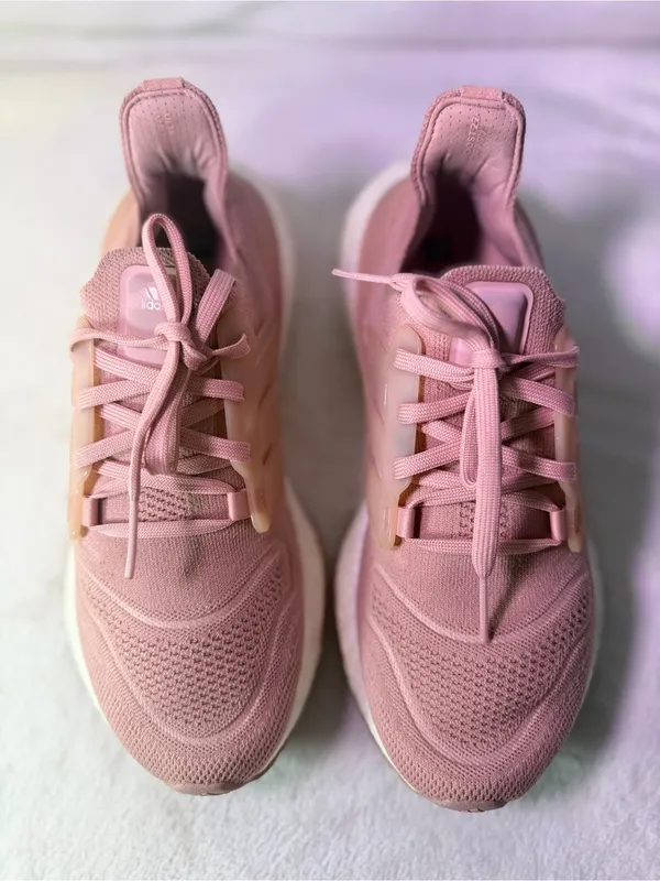 adidas Women’s Pink Knit Running Sneaker - Image 4