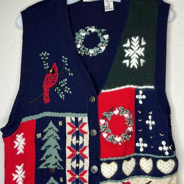 Vintage North Crest‎ Christmas Sweater Vest - Image 2