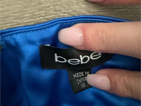 bebe Cobalt Blue Strapless Satin Cocktail Dress - Image 7