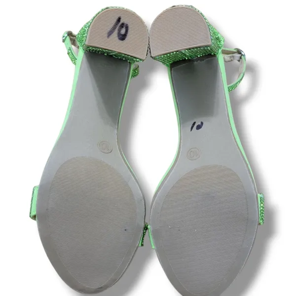 Lulus Shoes Size 10 Lulus Taylor Rhinestones Ankle Strap Heels Green With Flaws Missing Rhinestones - Image 12