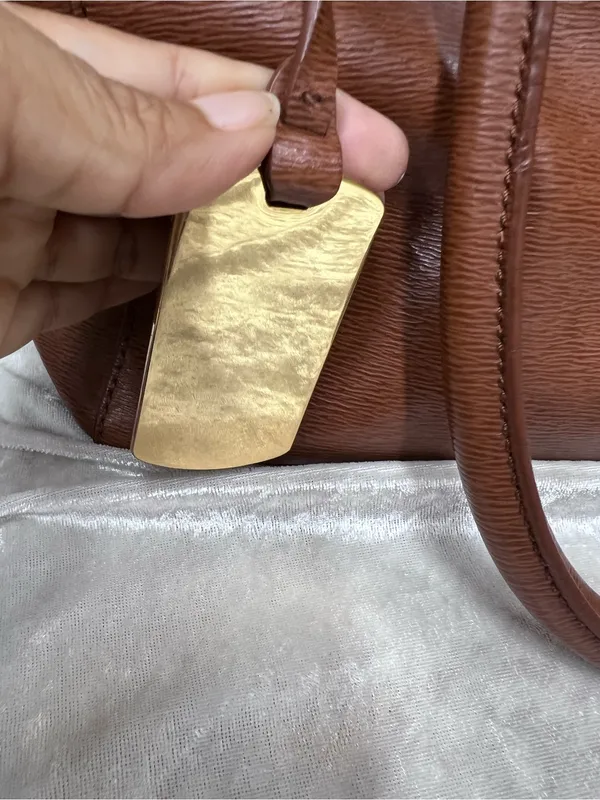 Lauren Ralph Lauren Brown Leather Satchel Bag purse adjustable strap - Image 3