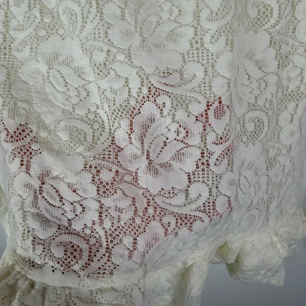 NWT Bongo Floral Lace Peplum Shirt Large Cream‎ 90s Y2K Layering Sheer Boho - Image 2