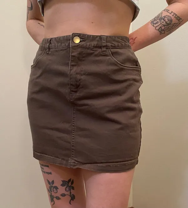 Forever 21 Green Denim Mini Skirt - Image 2