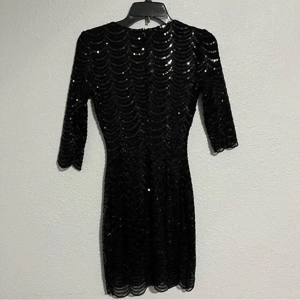 Lulu’s Star Dust Black Sequin Bodycon Dress Size XS - Image 4