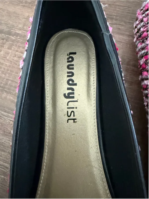 Laundry List Black and Pink Tweed Ballet Flats Size 9 - Image 3