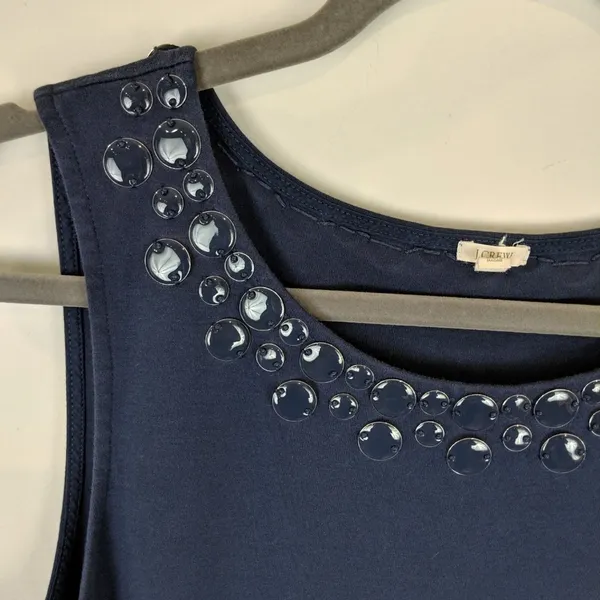 J. Crew Womens Embellished Sleeveless Shift‎ Dress Size L Pockets Blue Career - Image 5