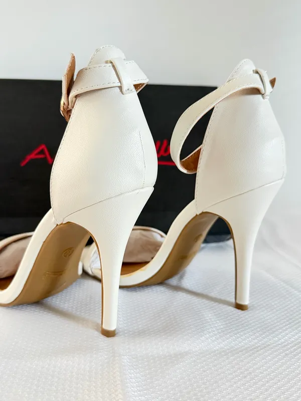 Anne Michelle White Open Toe Stiletto Heels - Image 2