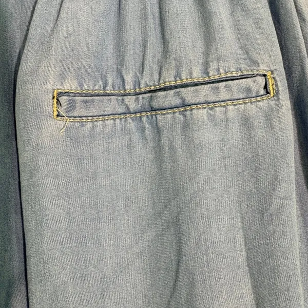 Zara Denim Light Wash‎ Paperbag Waist Wide Leg Culottes with Belt Blue Size M - Image 7