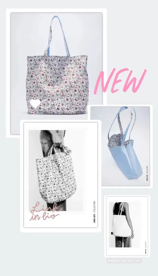 ZARA Reversible Floral Print Tote Bag - Image 2