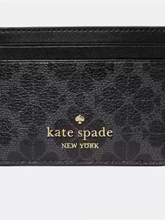 ✨ NWT Kate Spade New York Black Spade Flower Monogram Slim Card Holder Wallet ✨ - Image 2