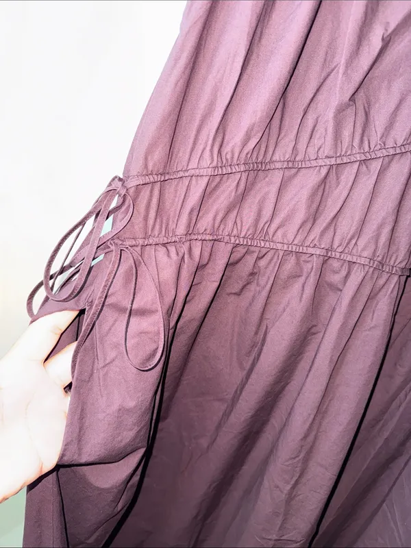 Uniqlo Sleeveless V-Neck Maxi Dress in Plum Brown - Image 8