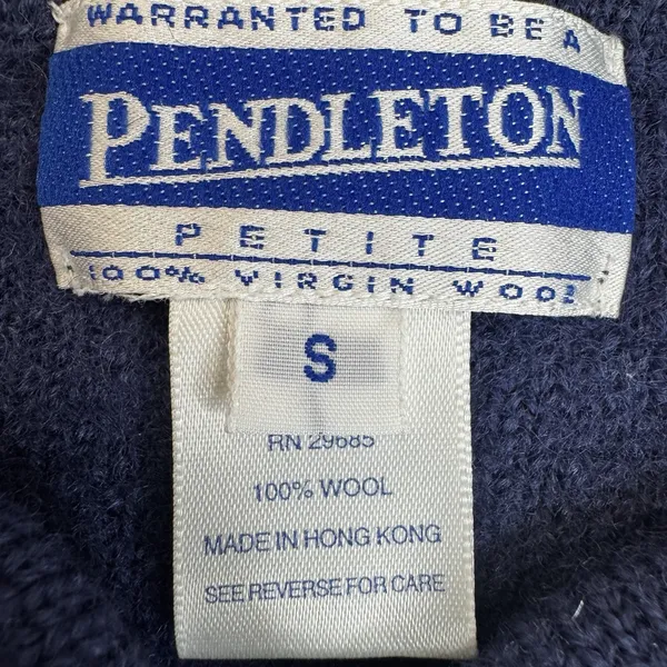 Vintage Pendleton Blue Wool Tailored Cropped Button-Up Jacket Preppy‎ XS-S - Image 12