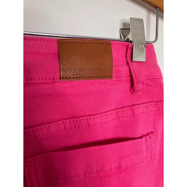 Luvamia Denim Pants Womens Size S Hot Pink Excellent Straight Leg Patch Pockets - Image 4