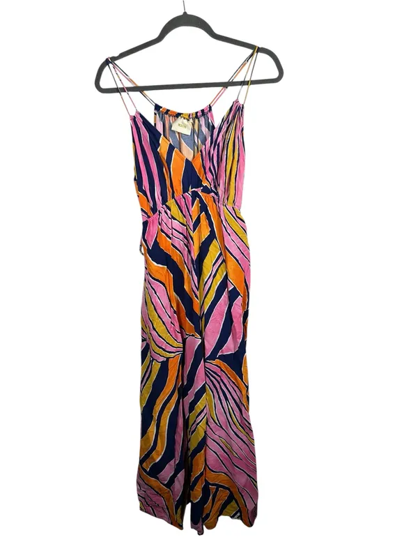 Anthropologie Maeve Jumpsuit Womens 6 Pink Orange Abstract Wide Leg‎ Strappy - Image 3
