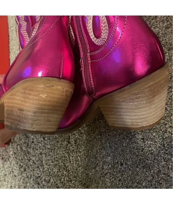 Adela Metallic Boots Pink Size 7.5 - Image 4