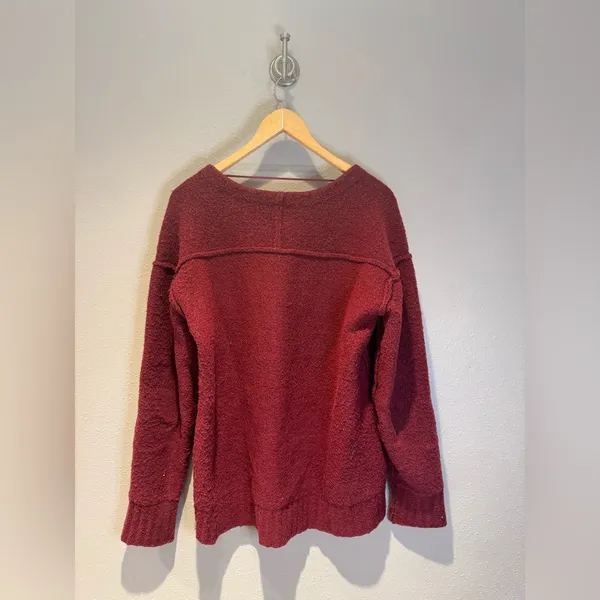 Free People We The Free Maroon Textured Oversized Pullover - Medium - Image 5