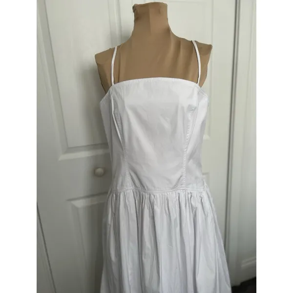 Madewell $148 White Poplin Seamed Maxi Dress Open Back Adjustable Straps Size 6 - Image 7