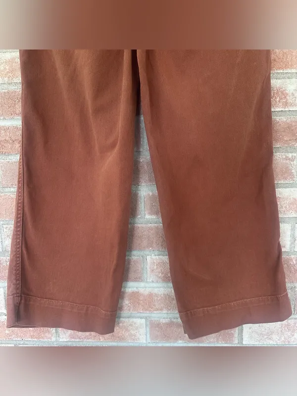 Quince High Rise Cropped Wide Straight Pants Women’s 31 Rust Orange Twill - Image 7