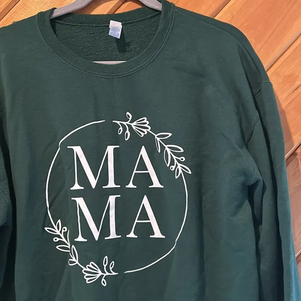 Mama floral graphic forest green pullover crewneck sweatshirt - Image 2