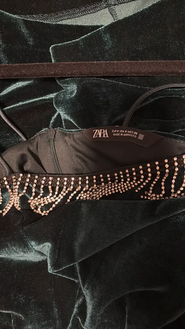 ZARA Green Velvet Mini dress - Image 2
