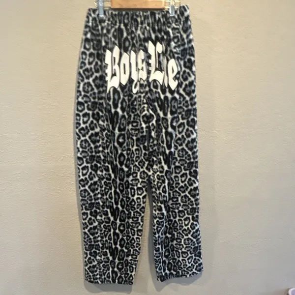 Boys Lie Leopard Animal Print Cherub 2-Pc Fleece Zip Hoodie & Pants Set XS/S - Image 3