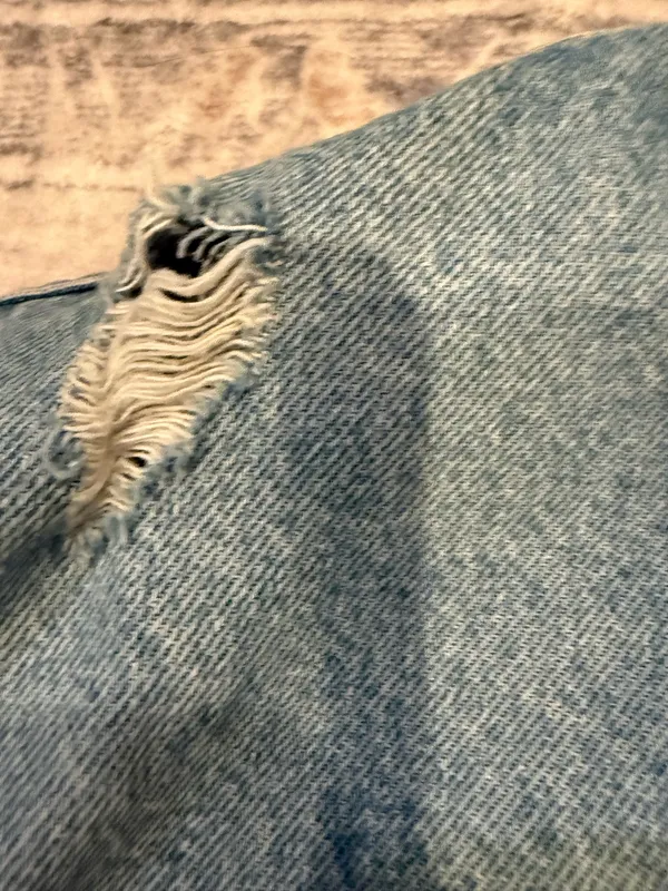 Old Navy Distressed Denim Jacket Light Wash - Image 3