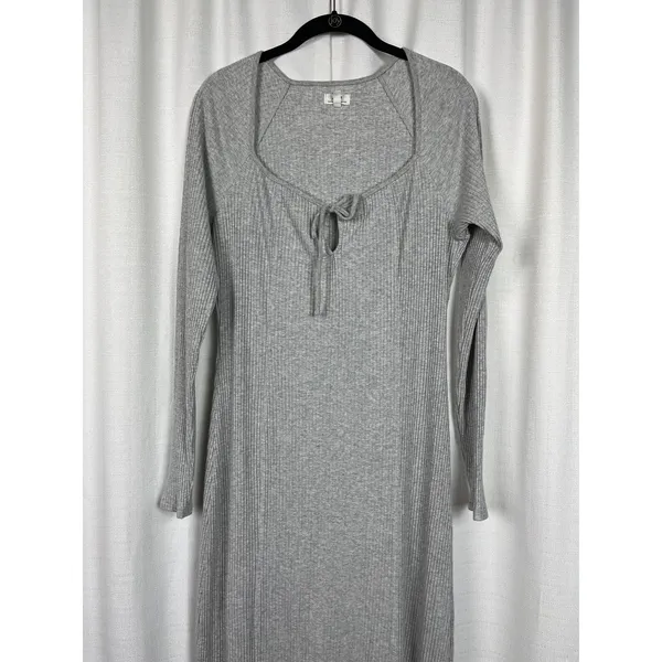Aerie Gray Ribbed Knit Maxi Dress Sz.L - Image 7