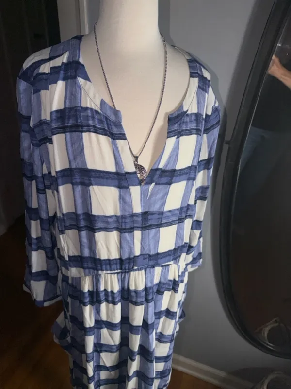 Maeve Blue and White Plaid Drawstring dress - Image 8