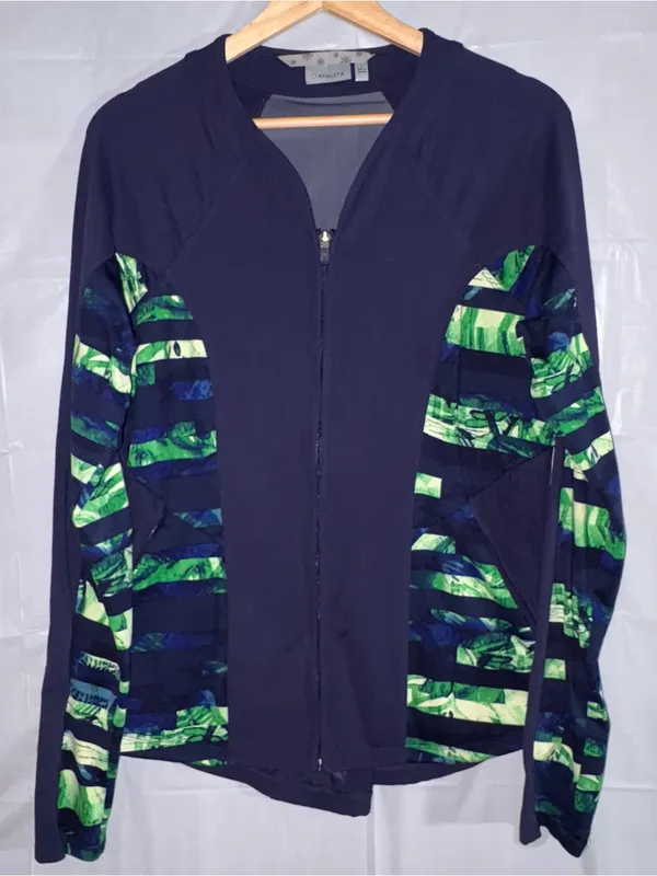 Athleta‎ Full Tilt Jacket Womens Lg Navy Blue Mesh Panels Yoga Workout Full Zip - Image 2