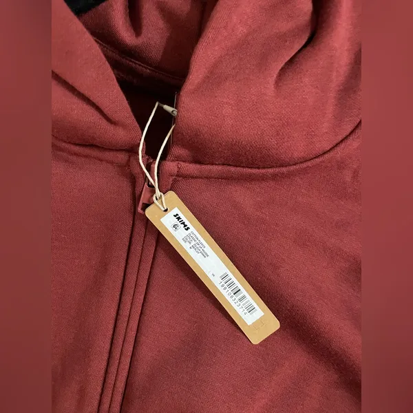 Skims NWT Cotton Fleece Classic Zip Up Hoodie Sweatshirt Merlot Size M - Image 8