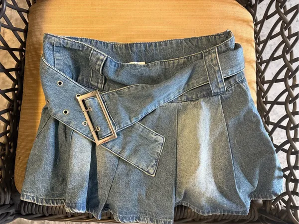 Peppermayo Denim Belted Mini Skirt Pleated - Image 4