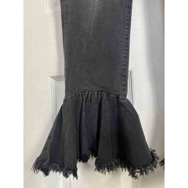 Hidden Black Bell Bottom Flare Leg Bloomer Pants Denim Size 31 Whimsigoth Boho - Image 6