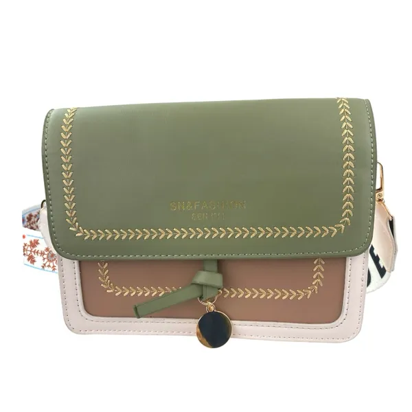 SN & Fashion Women's Green Wide Strap Fashion Flap Purse Crossbody Shoulder Bag - Image 3