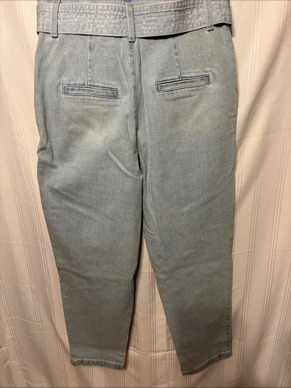 a new day Light Wash Paperbag Waist Denim Pants with Tie - Image 5