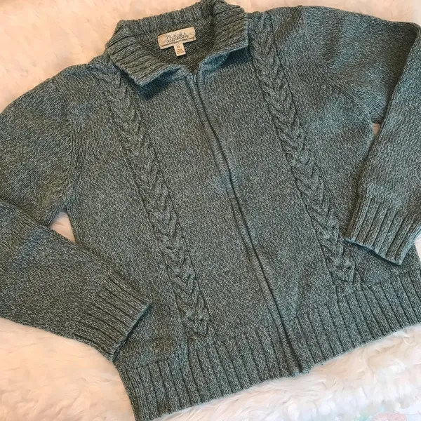 VTG Cabela’s heavy weight zip up knit sweater jacket Women’s size XL Cotton - Image 4