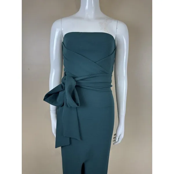 Lulus Teal Blue Strapless Maxi Dress With Split Front Hem Formal Gown XS NWT - Image 3