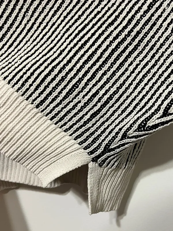 aerie Beyond Chenille Sweater Size XS Oversized Stripe Black White - Image 4