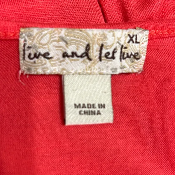 Live and Let Live Womens Crochet Tunic XL Coral Boho Cottage Lace‎ Chiffon Indie - Image 6