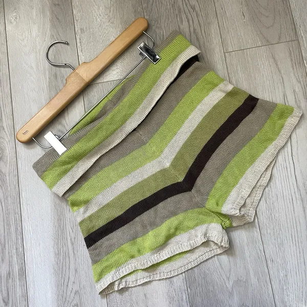 Outcast Striped Shorts foldover knit womens Green Brown small medium loungewear - Image 3