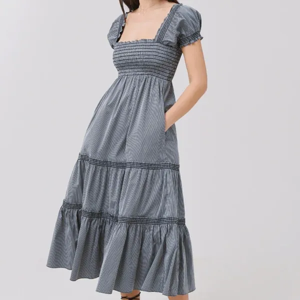 Tory Burch Smocked Midi Dress Size Large - Image 3