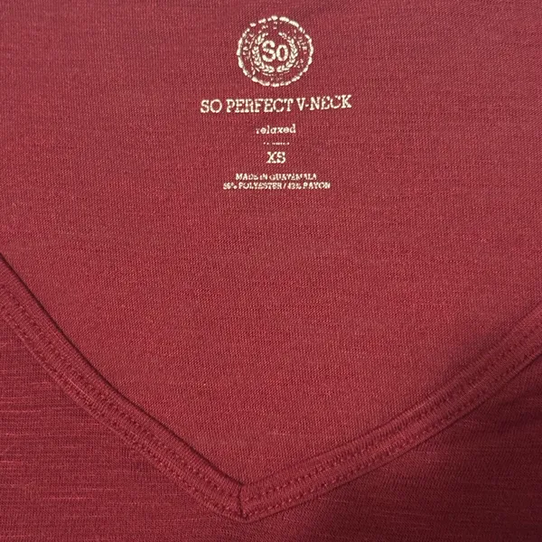 SO Women's Short Sleeve V-Neck Tee- Deep Red (XS) - Image 2