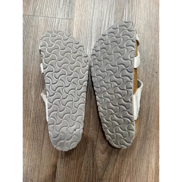 Birkenstock Salina Suede Sandals Cream Paisley Print Footbed Womens 39 L8 M6 - Image 7