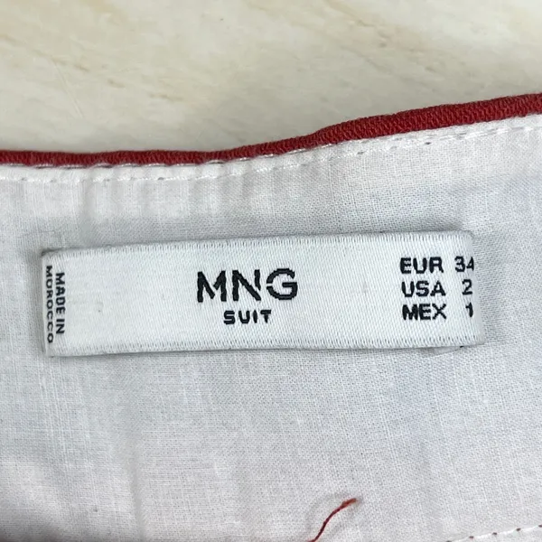 Mango MNG Suit Red Wide Leg High Rise Contrast Stitch Trousers Pants Womens 2 - Image 2